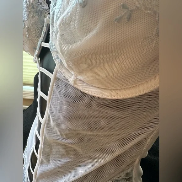 Victoria's Secret white and light blue lacy one-piece - Picture 4 of 13